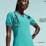 FIGS  Peridot Puff Sleeve‎ Scrub Top small nurse workwear hospital Photo 0