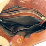 Adrienne Vittadini Brown Leather Satchel Purse Goldtone Hardware Classic Look Photo 3