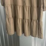 Blu Pepper  Tan Brown Drop Waist Causal Minimalist Sleeve work shirt dress Photo 4