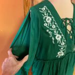 Spense bright green embroidered bell sleeve peasant top Size L Photo 10