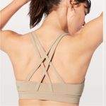 Lululemon Energy Bra Crepe Tan Strappy Sports Bra Medium Support Size 2 Active Photo 2