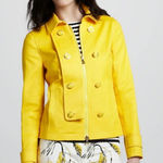Tory Burch  Yellow Denim Rain Pea Coat Jacket Waxed Cotton sz 6 Photo 0