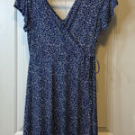Kaileigh Arnett Faux Wrap Knit Womens Dress Sz M Blue/White Trendy Soft V-Neck # Photo 0
