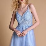 J.ING Blue Simple Maxi Wedding Dress Gown Bridal Size XS Photo 4