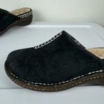 UGG  Australia Black Suede Slip On Mules Clogs Sz 7 Embroidered Photo 11
