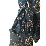 Banana Republic Legion Blue and Antique Pewter Floral Blue Pearl Snap Ruffle Cuf Photo 9