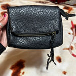 Macy's Black Textured Pleather Bag with Zipper Closure Photo 0