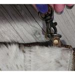 Myra Women's Cowhide Leather Zip‎ Top Crossbody Pouch Purse Bag White Brown Photo 3