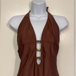 ABS Allen Schwartz ABS by Allen Schwartz Brown Plunge V-Neck Swimsuit Size 12 EUC #2453 Photo 3