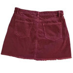 Indigo Rein  Corduroy Button Fly Mini Skirt Size 7 27" Waist Wine Fall Frayed Hem Photo 1