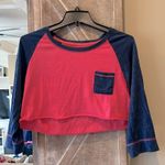 Tommy Hilfiger Ultra Soft Crop Top Pocket Tee Womens Large Vintage Red Photo 3