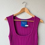 Simon Miller Dress Amos Ribbed Magenta Square Neck Sleeveless Knit Midi‎ Dress L Purple Size L Photo 3