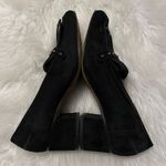 Franco Sarto Block Heel Black Suede Loafer Shoes With Fringe Stud Details Size 8 Photo 5