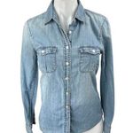 J.Crew Women's Blue Long Sleeve Pocket Button Down Denim Jean Shirt Top Size 0 Photo 0
