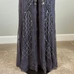 Adrianna Papell  Beaded A-Line Short Sleeve Long Evening Gown Purple Size 4 Dress Photo 8