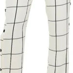 Topshop Windowpane Grid Pants Cream Black Side Button US 4 Photo 0