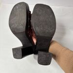 VTG Y2K LEI Brown Wood Leather Chunky Platform Heel Sandals Square Toe 8.5 Studs Photo 5