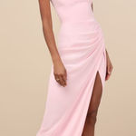 Lulus NWT  Glamorous Disposition Light Pink Ruched Maxi Dress Bridesmaid Size XL Photo 0