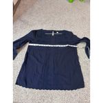 Brooks Brothers  Navy Blue Eyelet 3/4 Sleeve Top Blouse Women's‎ Size 8 Photo 3