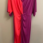 Trina Turk  Vivid Viola Etta Front Twist Dress Medium Color Block Cocktail Party Photo 10