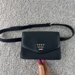 DKNY  New York Black Belt‎ Bag Crossbody Clutch Small Purse Minimalist Concert Photo 1