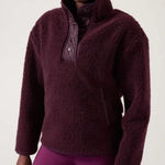 Athleta Sherpa Snap Sweatshirt Size XXS Maroon Long Sleeve Cozy Fleece Pullover Photo 0