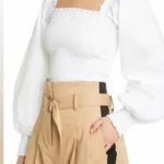 La Ligne White Blouse with Smocked Bodice and Long Puff Sleeves NWT small Photo 7