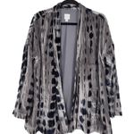NEW J. JILL SHIBORI PRINT CRUSHED VELVET OPEN FRONT CARDI GRAY NAVY JACKET S T Photo 1