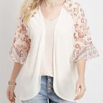 Maurice's Woven Ruffle Short Sleeve Cardigan  Women's MED Floral Aztec Kimono NEW! Photo 4