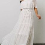 Baltic Born White Swiss Dot Tiered Off Shoulder Maxi Dress Photo 0