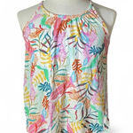 Cynthia Rowley Linen Tropical Leaf Print Halter Neck Tank Top Women's Medium Photo 0