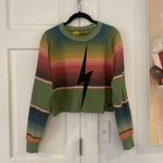 Aviator Nation lightning Bolt tulum Cropped Sweatshirt Small Photo 2