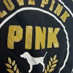 PINK - Victoria's Secret Victoria's Secret Pink Women's XS T-Shirt Black Neck Lacing Dog Logo Love Pink‎ Photo 4