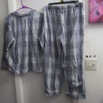 Victoria's Secret  buffalo plaid pj pajamas sleepwear set in blue size large. Photo 11
