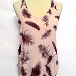 Rock & Republic Feather Print Blush Pink Draped Racerback Tank Top - Size Medium Photo 11
