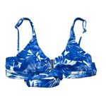 Trina Turk Basque Banded Bra Bikini Top Removable Cups Keyhole Floral Blue 4 Photo 3