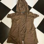 Michael Stars Open Front Hooded Cardigan Sweater Short Sleeve Bronze Metallic M Photo 0