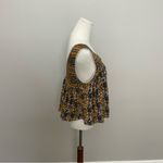 Free People Tank Top Lucky Coin Cropped Babydoll Floral Linen Blend Yellow Grey Photo 4