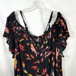 Torrid  Plus Size‎ 3X Top Rayon Crepe Smocked Cold Shoulder Floral Black Boho 299 Photo 5