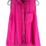 Hype Womens Tops Size M Pink Chiffon Sleeveless Button Front Size M Photo 0