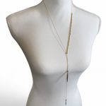 Minimalist Liquid Gold Tone Necklace Extra Long Lariat Dressy Formal Costume Photo 0