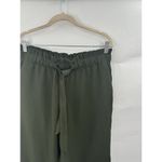 Loft Pant Women Medium Army Green Paper bag Wide Leg High Waist Preppy Casual Photo 9