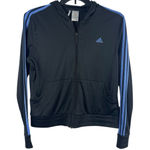Adidas VTG Y2K Clima365 Women’s Black Blue 3-Stripes Full Zip Hoodie Jacket L Photo 0