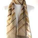 Womens Scarf Hair Accessory Sheer Striped Brown Beige Rectangle 53x11 Photo 0