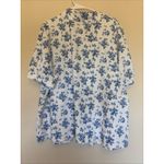 SheIn  Curve White Blue Shabby Chic Floral Flower Casual Button Up Shirt 3XL Plus Photo 4