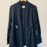 Anthropologie  Bibelot Wool Cardigan Leather Buckle/Cut-Outs Charcoal Grey size M Photo 0