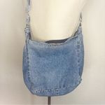 Vintage Denim Shoulder Bag with Floral Embroidery Blue Photo 2