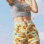Bullhead Denim Co High-Waisted Sunflower Print Denim Shorts Photo 2