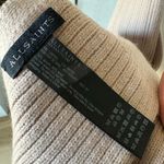 ALLSAINTS Beige Wool Blend Beanie and Scarf Matching Set Ribbed Winter Snow Photo 2