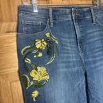 Chico's  women’s Blue boho Jeans with Yellow Floral Embroidery size 10 Photo 1